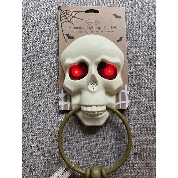 Mud Pie Animated Skull Light Up Doorbell‎ Halloween Haunted House Decor Prop - Picture 3 of 5